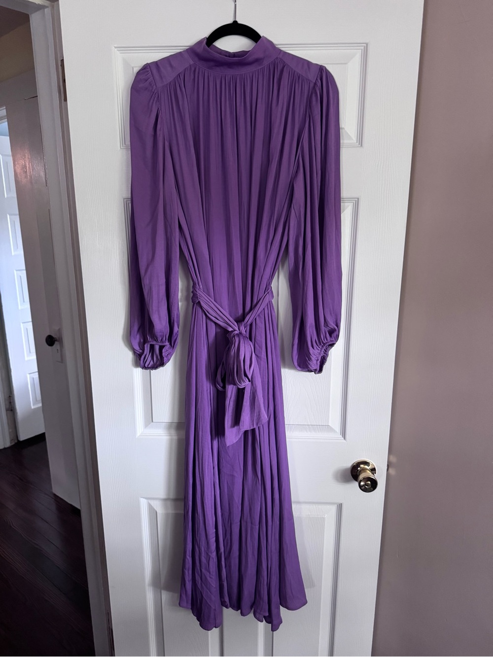 Banana Republic Lilac Purple Long Sleeve Tie-Waist Maxi Dress